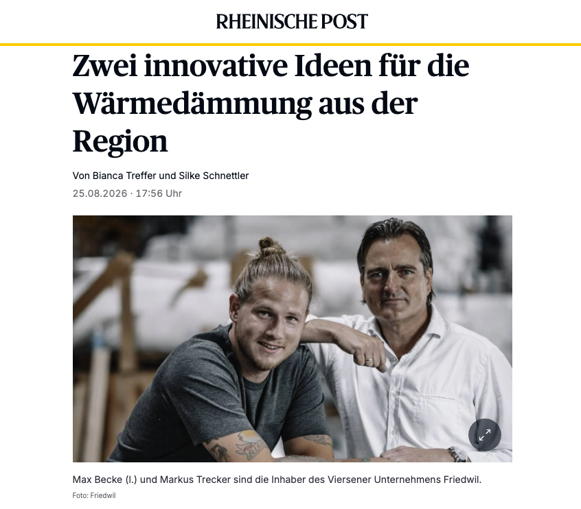 FRIEDWIL in der Rheinischen Post: Innovative Ideen für die Wärmedämmung